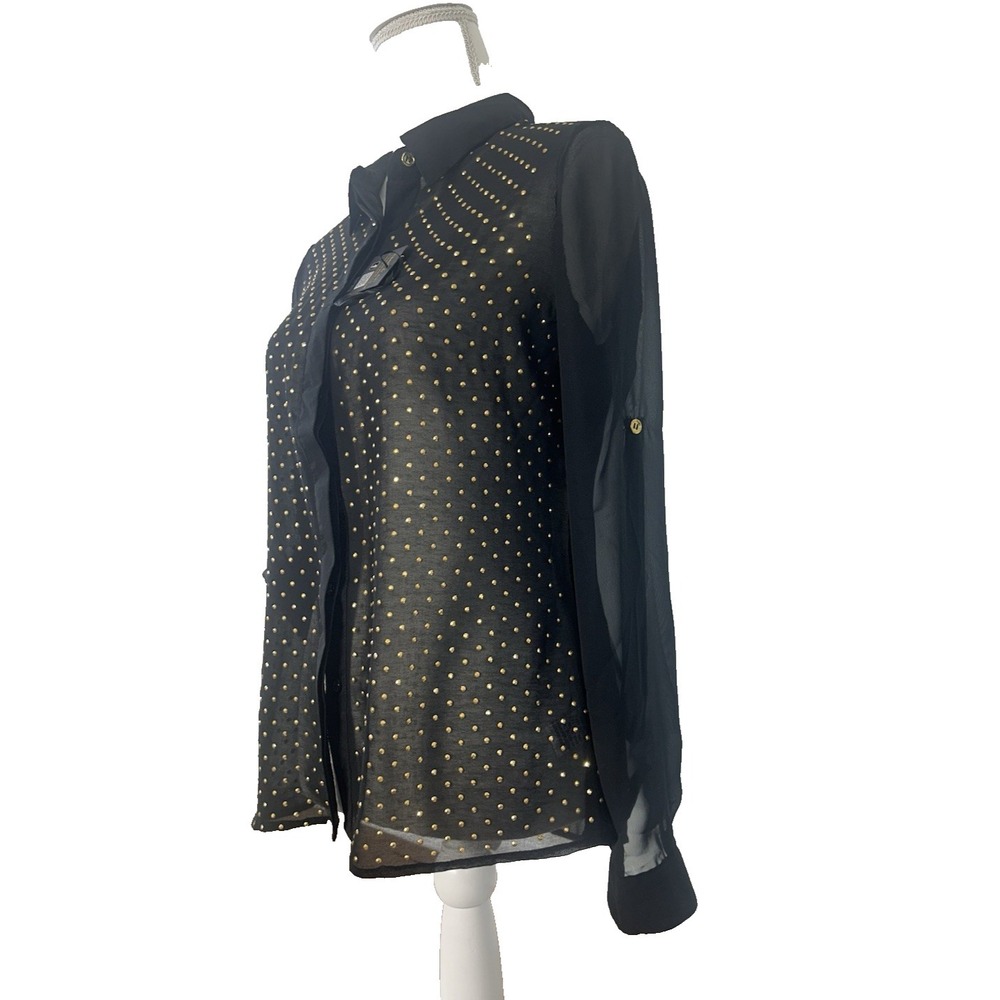 Vintage New with Tags Renaissance Festival Y2k black sheer gold accents Sz M - Picture 2 of 11